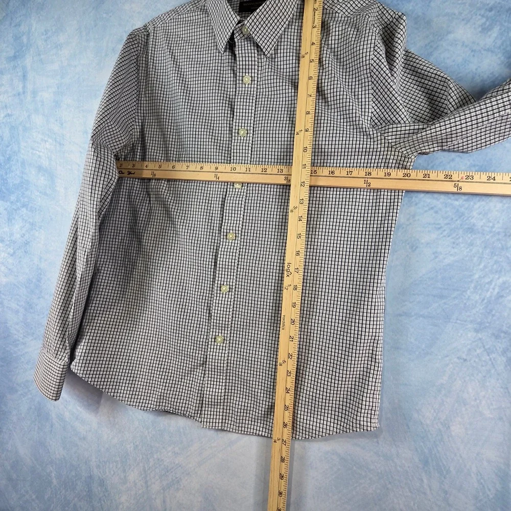 Banana‎ Republic Mens Non-Iron Button Down Shirt Medium Navy White Micro Check